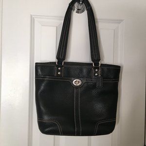 Coach Hamilton Pebbled Black Leather shoulder Bag F13959